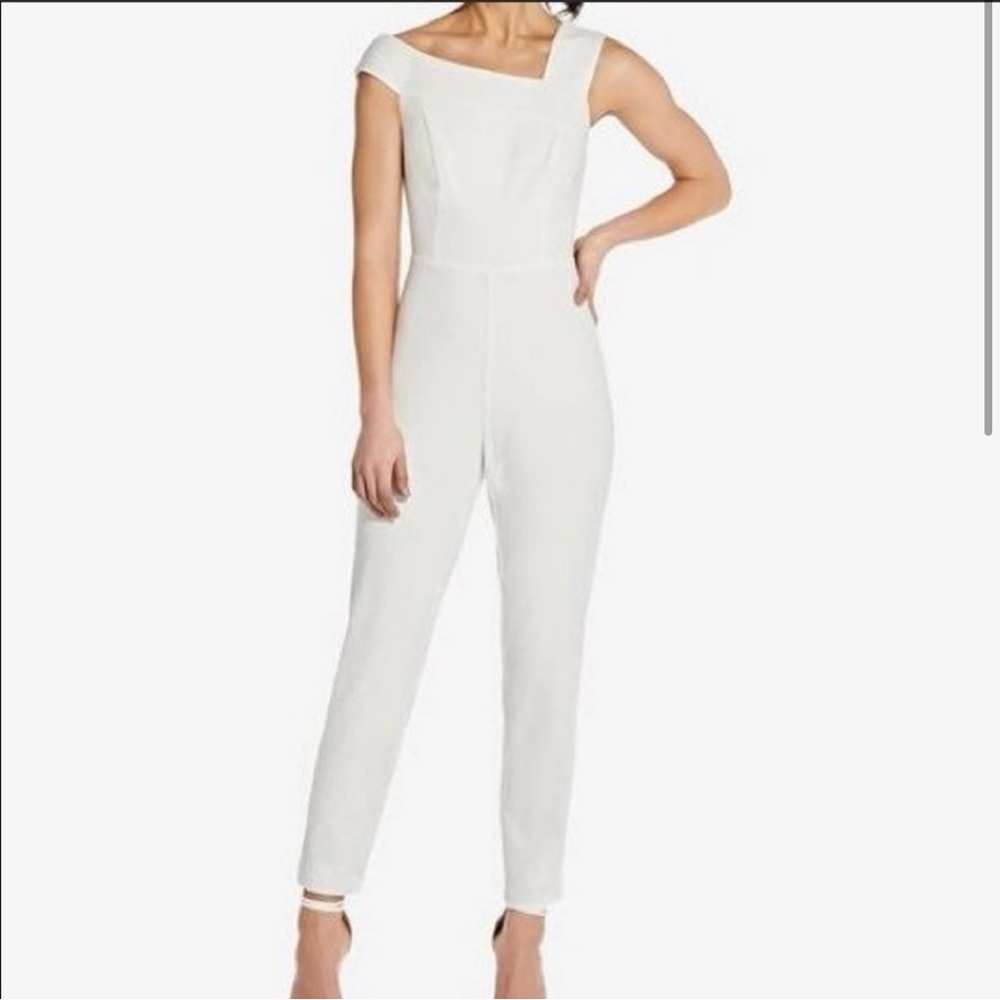 Adrianna Papell Knit Crepe Asymmetric Neckline Junpsuit
